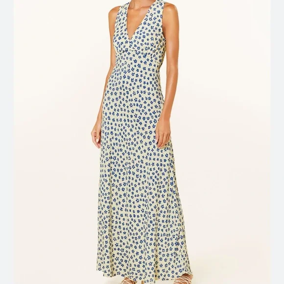 Faithfull the Brand Blue Floral Midi Dress - Picture 2 of 5
